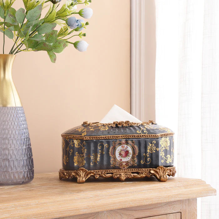 Regalia Gold and Navy Tissue Holder
