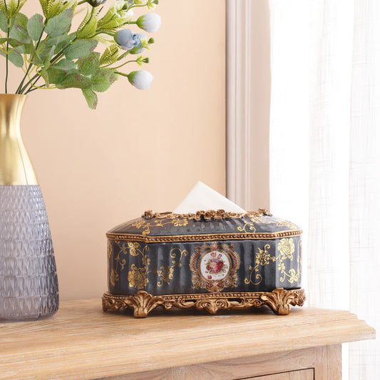 Regalia Gold and Navy Tissue Holder