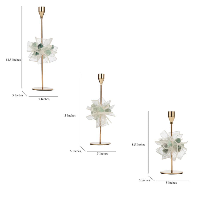 Green & White Crystal Candle Stand (Single)