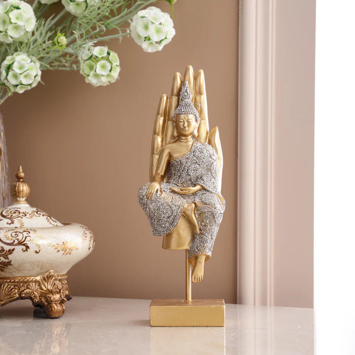 Shimmering Gold Palm Buddha